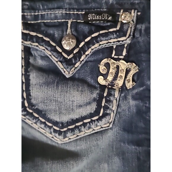 Miss Me Jeans Womens 27 Blue Boot Low Rise Thick Stitch Y2K Western Ranch Rodeo - Picture 9 of 15